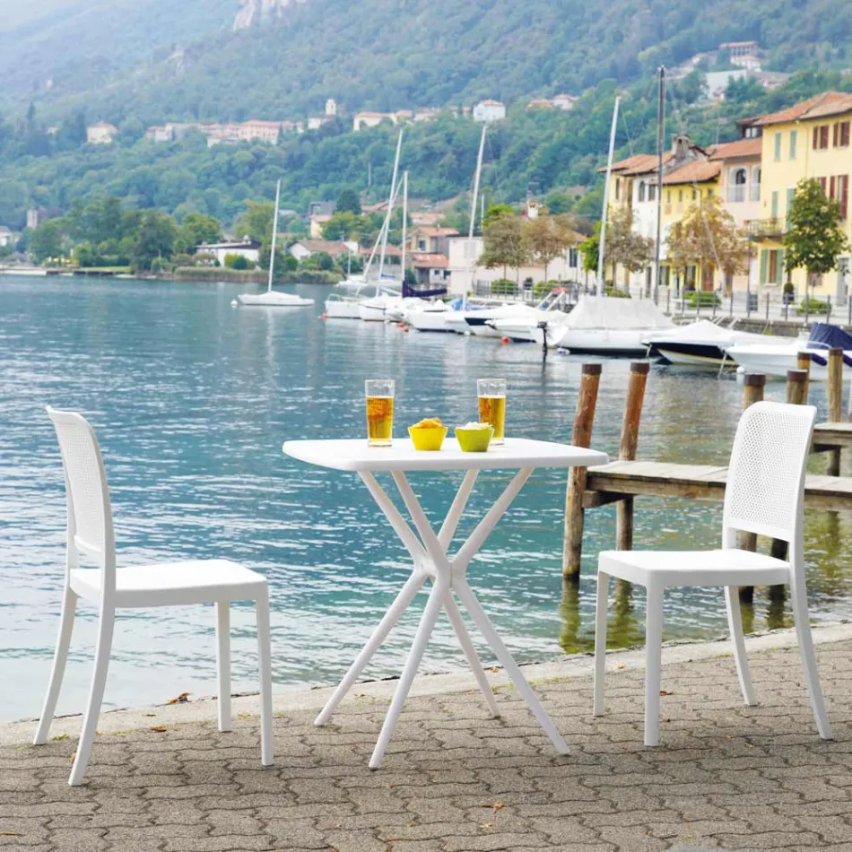 Stapelbar trädgårdsstol i polypropen och glasfiber - Ciop Viadurini