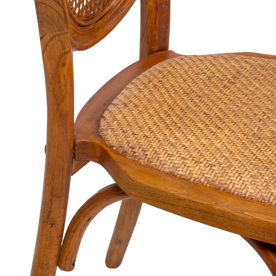 Stapelbar vardagsrumsfåtölj i Ailando Wood och Vienna Straw - Laguna Viadurini