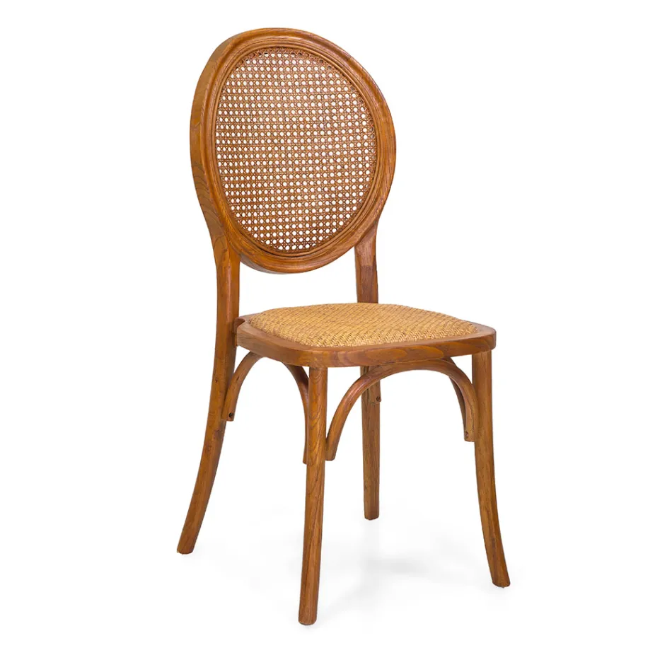 Stapelbar vardagsrumsfåtölj i Ailando Wood och Vienna Straw - Laguna Viadurini