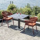 Stapelbar stol i aluminium med repdyna och ryggstöd - Frescultura Viadurini