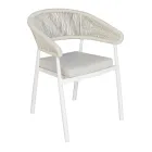 Stapelbar stol i aluminium med repdyna och ryggstöd - Frescultura Viadurini