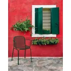 Stapelbar utomhusmetallstol Tillverkad i Italien, 4 delar - Verna Viadurini