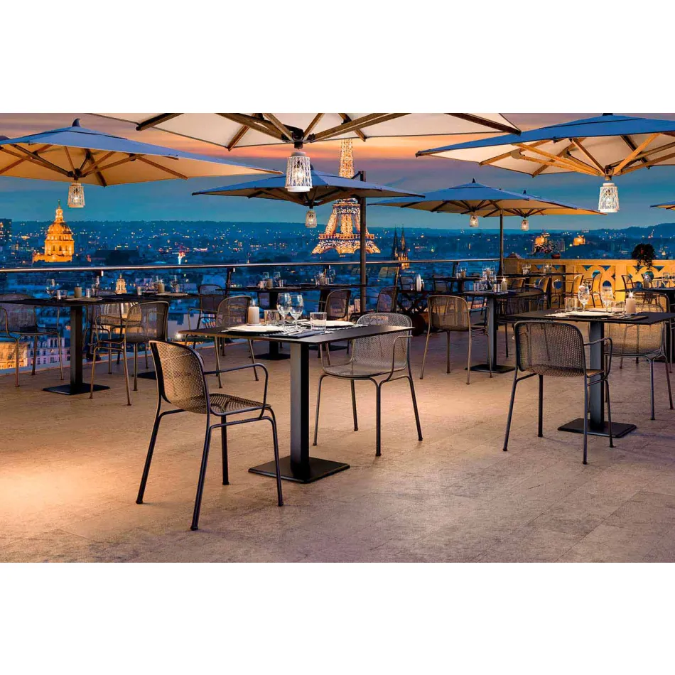 Stapelbar utomhusmetallstol Tillverkad i Italien, 4 delar - Verna Viadurini