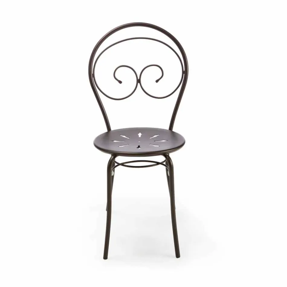 Stapelbar utomhusstol i metall tillverkad i Italien, 2 delar - myndighet Viadurini