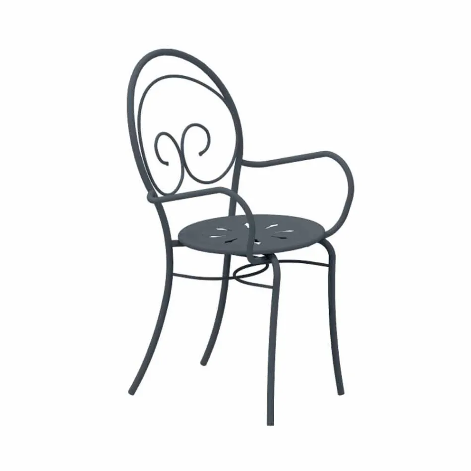 Stapelbar utomhusstol i metall tillverkad i Italien, 2 delar - myndighet Viadurini