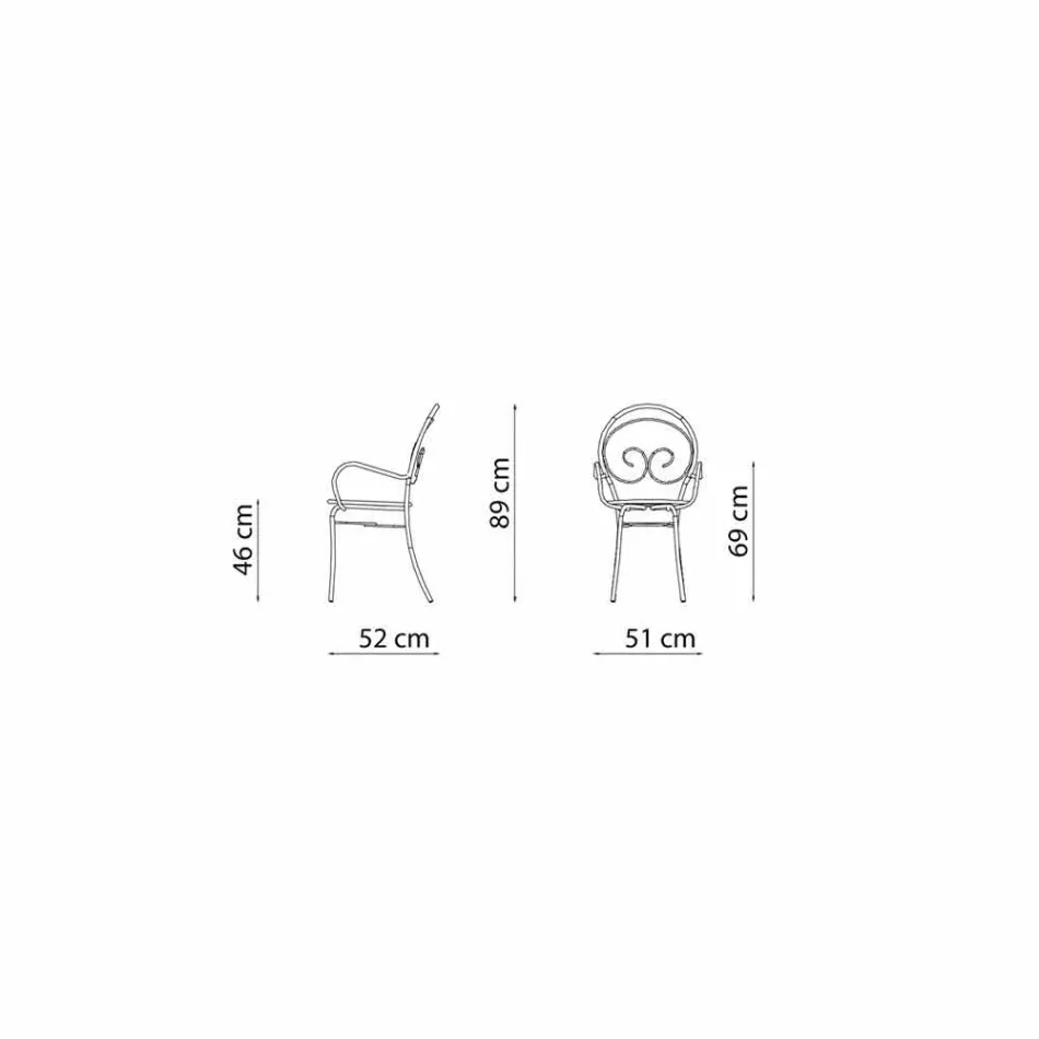 Stapelbar utomhusstol i metall tillverkad i Italien, 2 delar - myndighet Viadurini