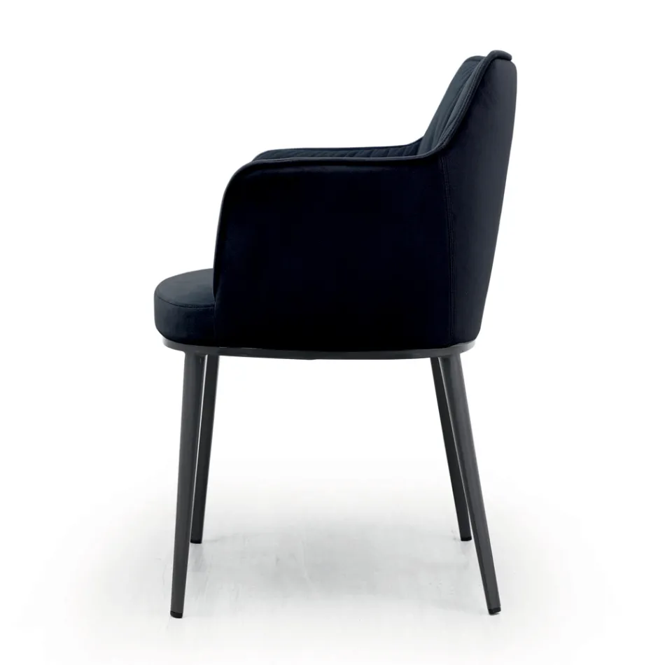 Stålstol med sammetsklädd sits Tillverkad i Italien - Arisa Viadurini