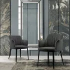 Stålstol med sammetsklädd sits Tillverkad i Italien - Arisa Viadurini