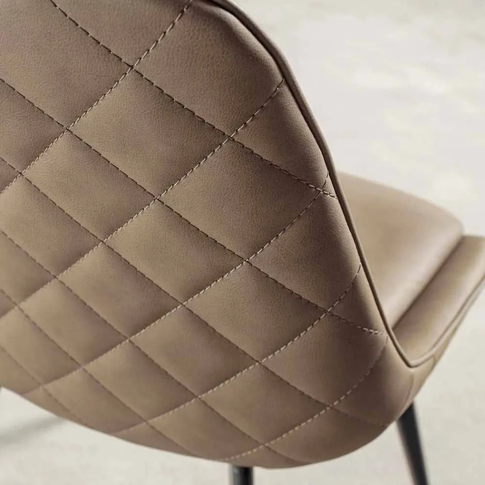 Nabuk Effect Ecoleather Stol, Metallstruktur - Ermes Viadurini
