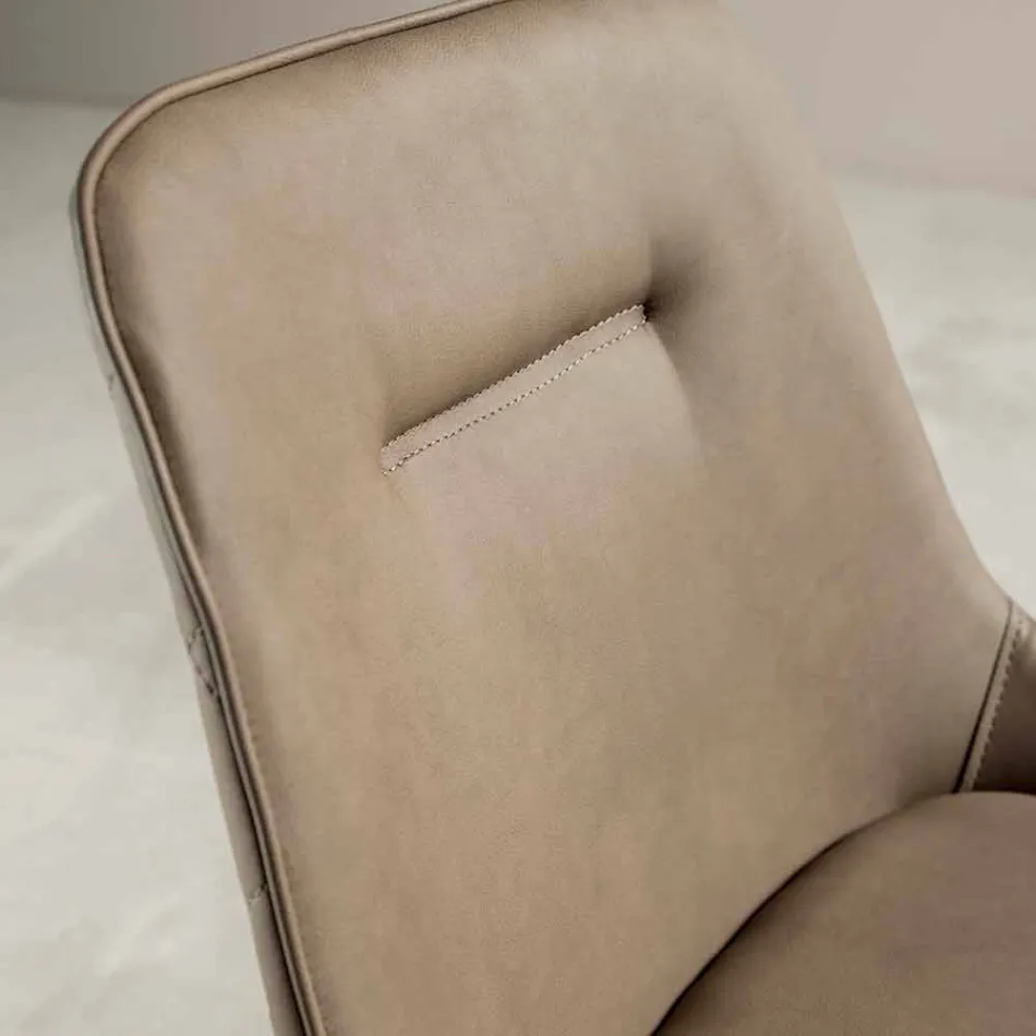 Nabuk Effect Ecoleather Stol, Metallstruktur - Ermes Viadurini