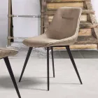 Nabuk Effect Ecoleather Stol, Metallstruktur - Ermes Viadurini