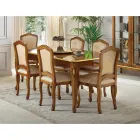 Klassisk trästol med lyxigt stoppat tyg Made in Italy - Majesty Viadurini