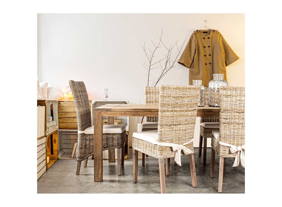 Trädgårdsstol i trä med designkudde för utomhusbruk - Taffi Viadurini