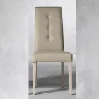 Trästol och säte i ekologisk läder med italienska designknappar - Mircea Viadurini