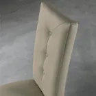 Trästol och säte i ekologisk läder med italienska designknappar - Mircea Viadurini