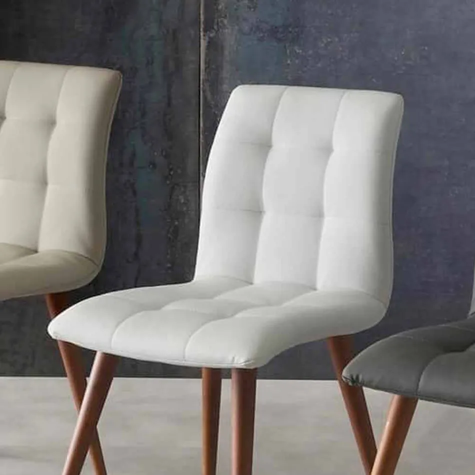 Stol i massivt trä klädd i lila eko-läder Viadurini