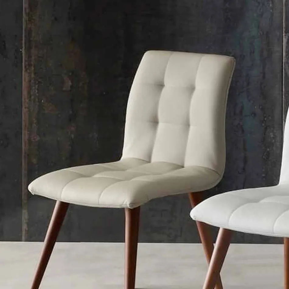 Stol i massivt trä klädd i lila eko-läder Viadurini