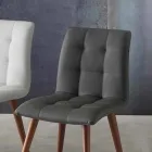 Stol i massivt trä klädd i lila eko-läder Viadurini