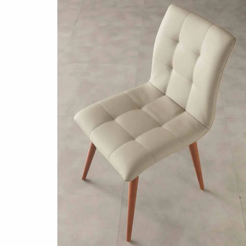 Stol i massivt trä klädd i lila eko-läder Viadurini