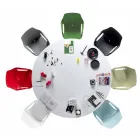 Stapelbar metall- och polypropenstol Tillverkad i Italien, 4 delar - karamell Viadurini