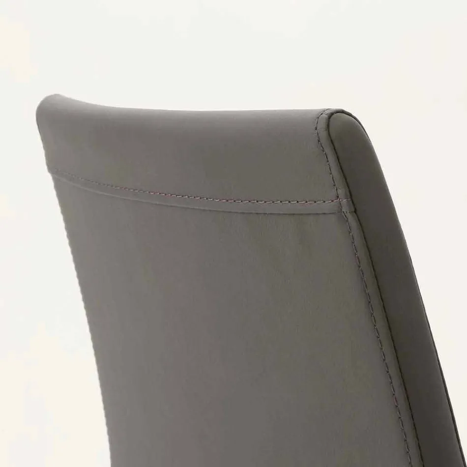 Caserta metallstol klädd i ekologiskt läder, modern design Viadurini