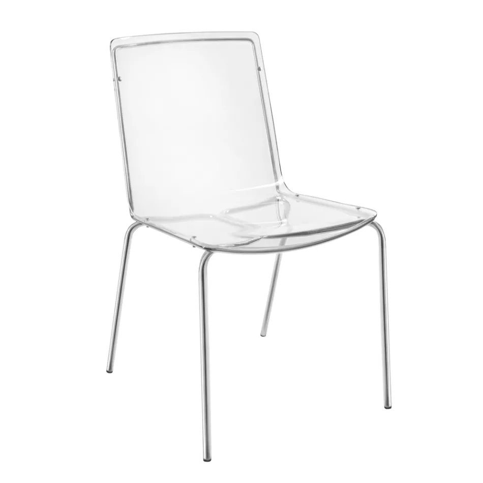 Stol i transparent plexiglas och järn Tillverkad i Italien 2 delar - Charlotte Viadurini