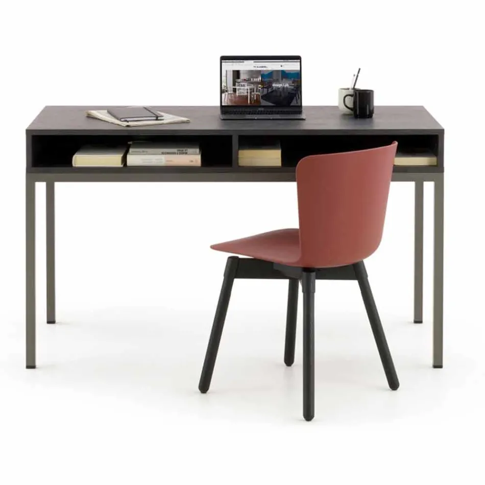 Polypropenstol med färgad ekbas Tillverkad i Italien, 2 stycken - Scandio Viadurini