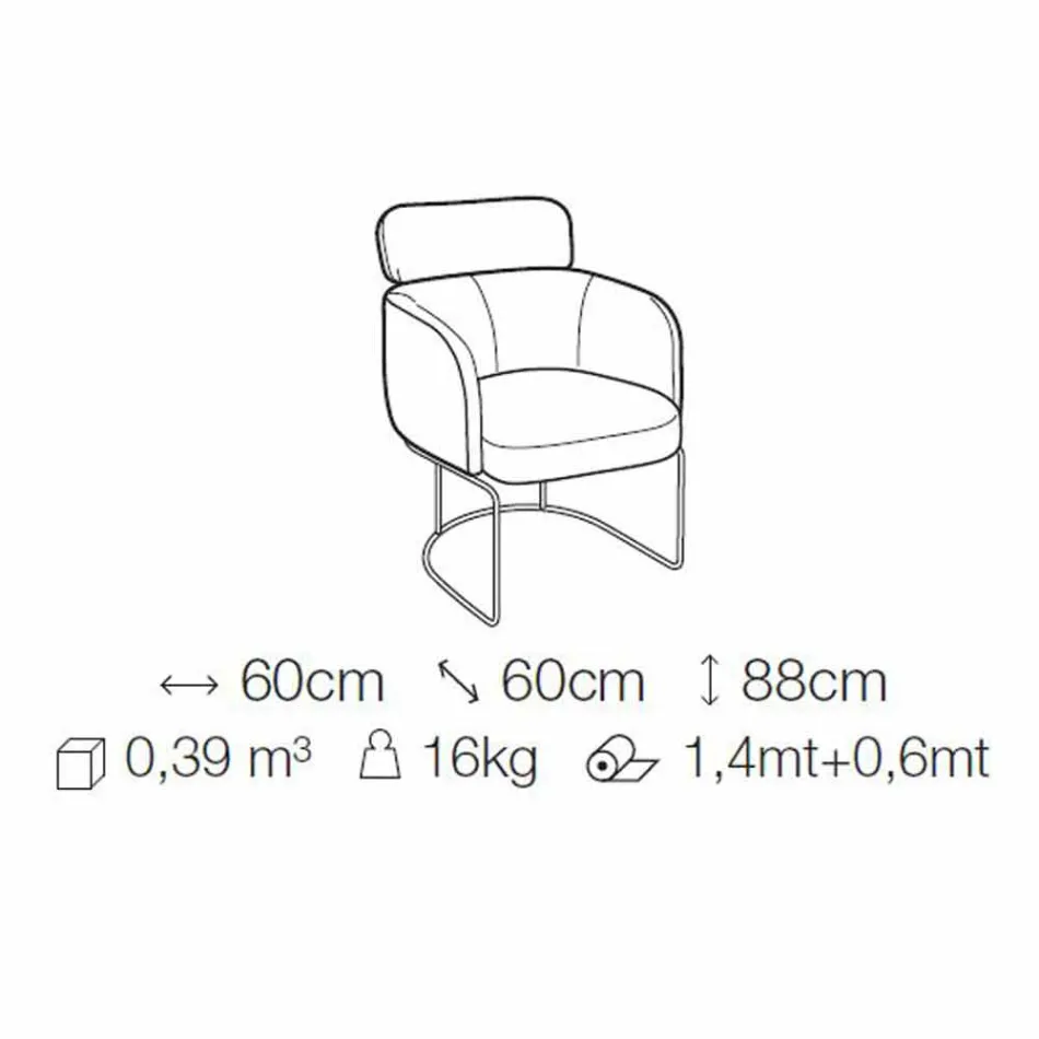 Tygstol med lyxig svartmetallkonstruktion tillverkad i Italien - kakao Viadurini