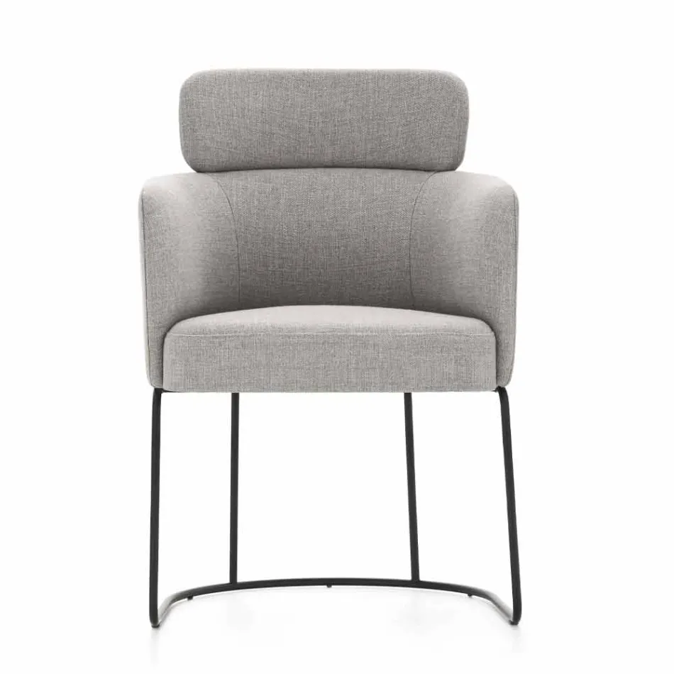 Tygstol med lyxig svartmetallkonstruktion tillverkad i Italien - kakao Viadurini