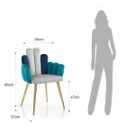 Stol i grått, grönt och blått sammetseffekttyg - vattenmelon Viadurini