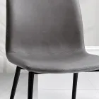 Stol i lädereffekt fibertyg och metallben Tillverkad i Italien - Amane Viadurini