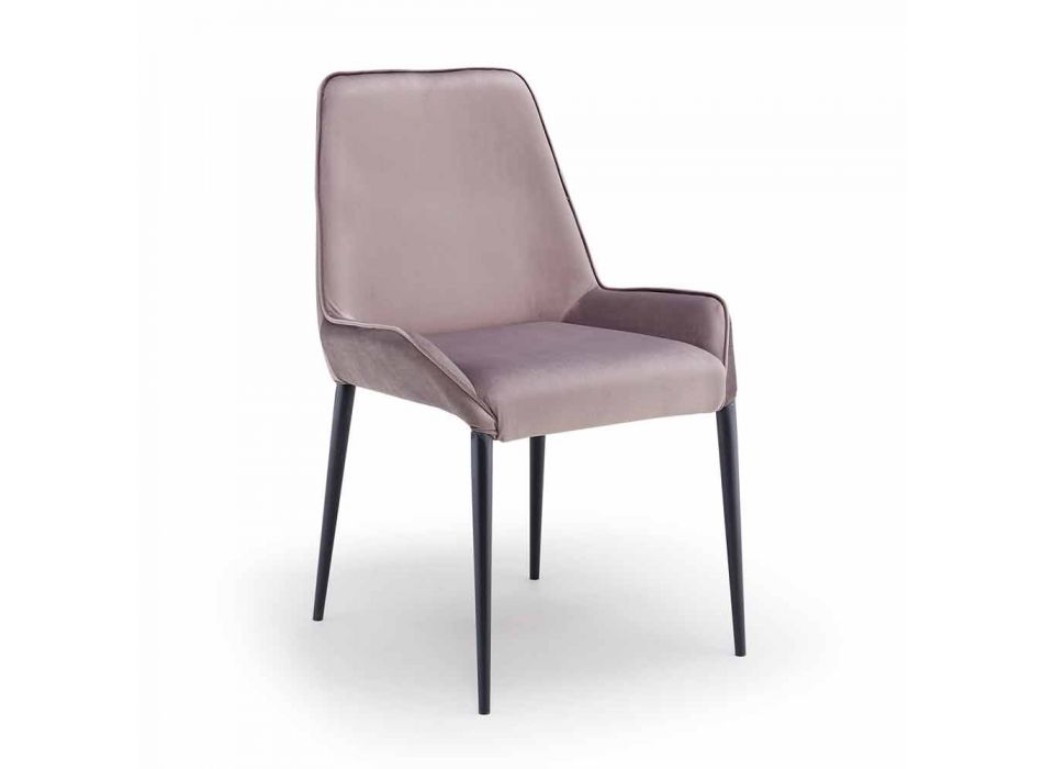 Design vardags stol i metall och sammet tillverkad i Italien, Zerba Viadurini