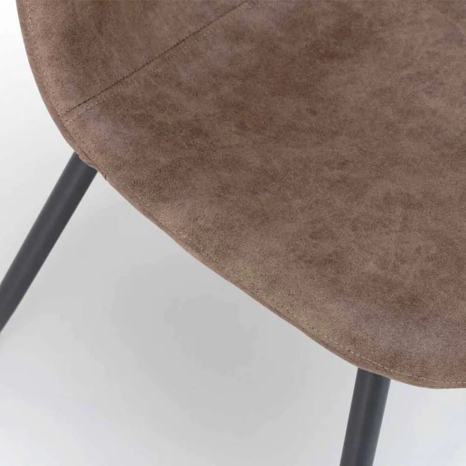 Stol med modern design i imiterat läder, Elice, 4 stycken Viadurini