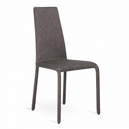 Modern vardags stol i imitation läder gjord i Italien, Gazzola Viadurini