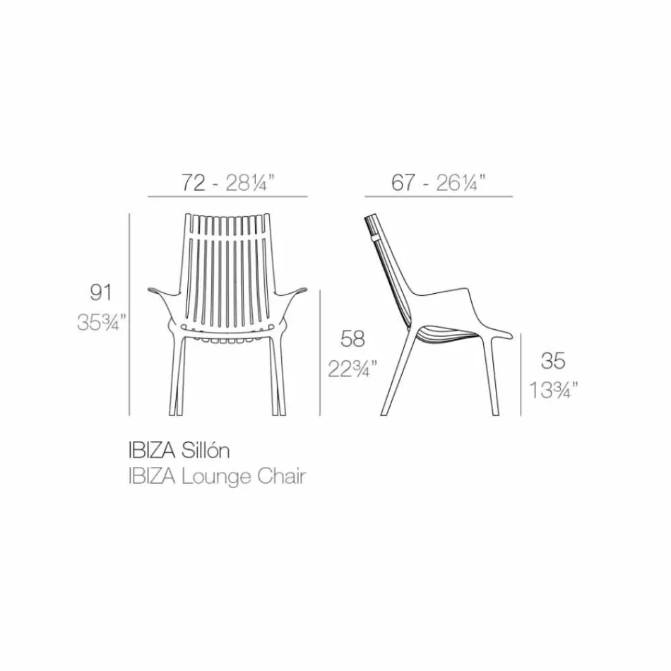 Loungestol med armstöd för utomhusbruk i plast 4 delar - Ibiza av Vondom Viadurini