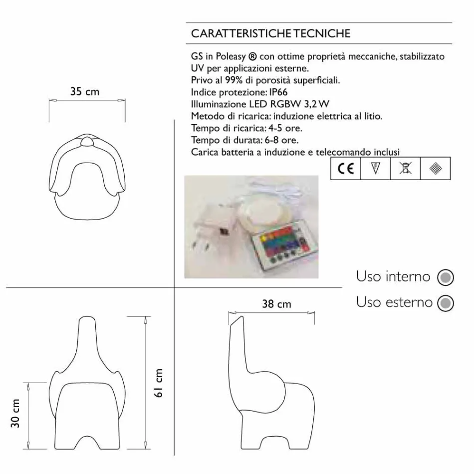 Luminous Child's Chair, uppladdningsbar RGBW Led, 2 stycken - Tino från Myyour Viadurini