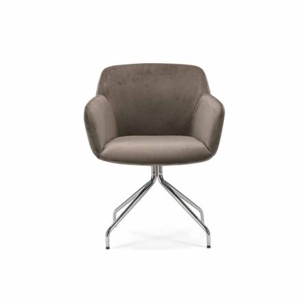 Modern stol med vridbar spindelbas i tyg eller läder – Bardella Viadurini