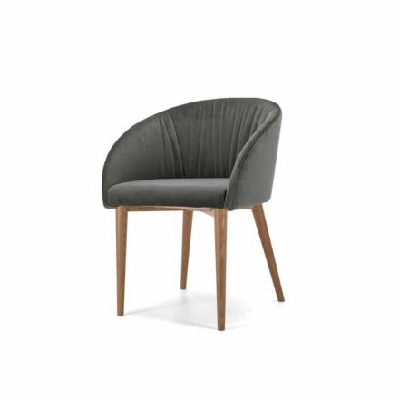 Modern stol med askbas och sits i tyg eller läder – Tagata Viadurini