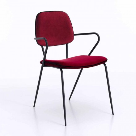 Modern stol med armstöd och sits täckt i sammet, 4 delar - Cioli Viadurini