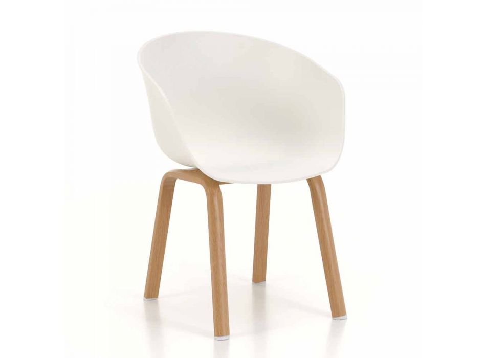 Modern stol med polypropylensäte och metallben, 4 delar - havsabborre Viadurini