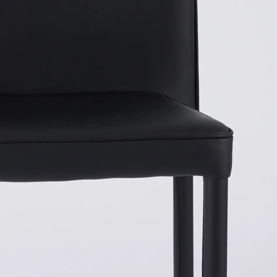 Modern vardagsrumsstol i ekologiskt läder och metall Tillverkad i Italien - Michaela Viadurini