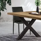 Modern vardagsrumsstol i ekologiskt läder och metall Tillverkad i Italien - Michaela Viadurini