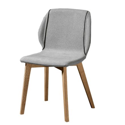 Modern stol av elegant design i tyg med kant och trä - Scarat Viadurini