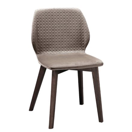 Modern stol av elegant design i quiltad sammet och trä - Scarat Viadurini