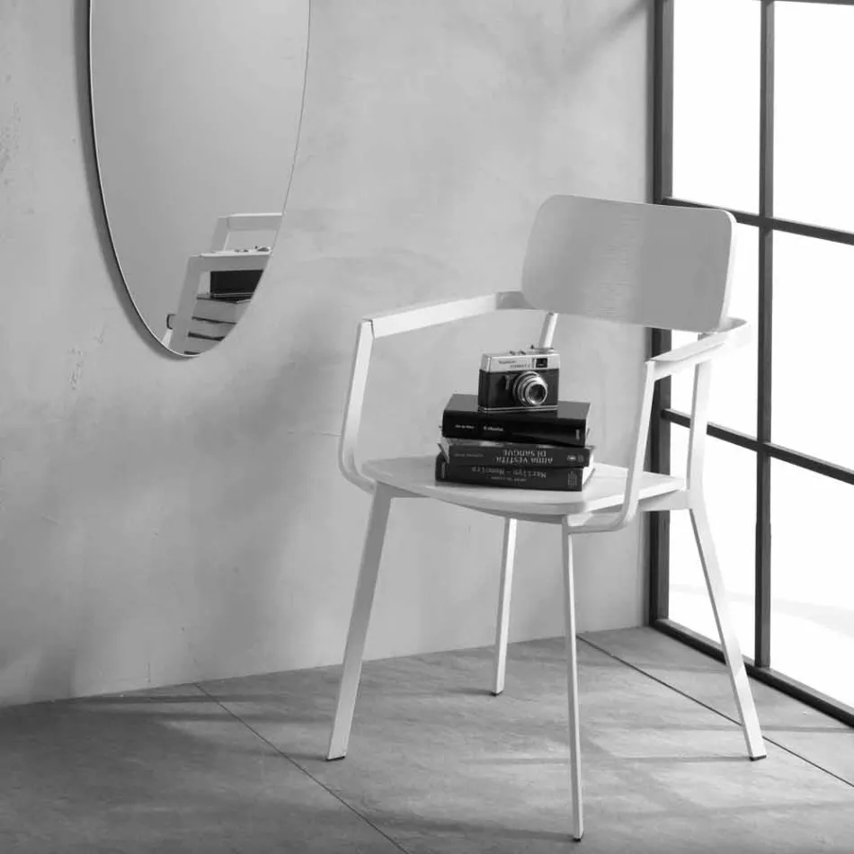 Modern trästol med målad metallkonstruktion, 4 delar - Habibi Viadurini