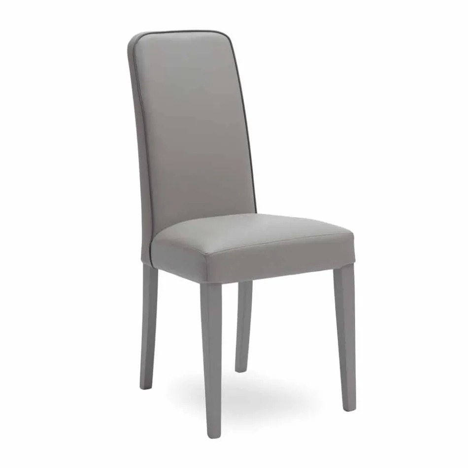 Modern stol gjord av bokträ och läder Fanny, 4 pz Viadurini