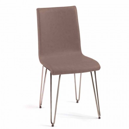 Modern stol i läder eller imiterat läder för matsal eller Maha kök Viadurini
