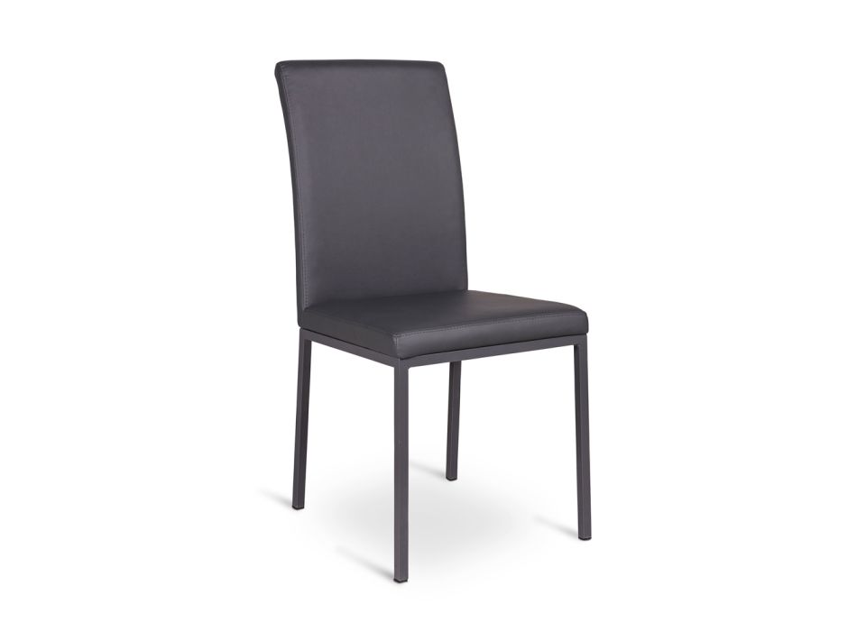 Modern stol Emma designen vadderad konstläder 4 stycken Viadurini
