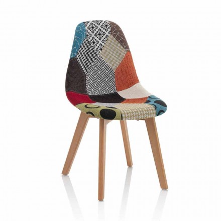 Modern stol i lapptyg med träben, 4 delar - Selena Viadurini