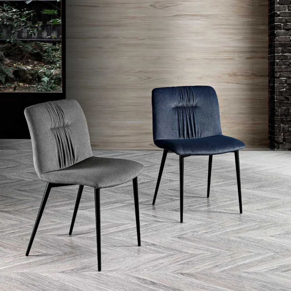 Monocoque stol i färgat tyg och svart metalldesign - Florinda Viadurini